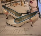 Vintage 50 s Joseph Larose Elegantcream And Blue Women s Heels