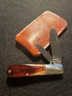 Case Xx Barlow 1970 Red Saw Cut Bone Spear Point   Leather Slip