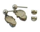 Authentic Navajo Earrings Sterling Silver Turquoise Handmade Vintage Signed Alv