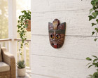 African Wood Mask Hand Carved Ceremonial Tribal Tiki Decor Wall Hanging - Cobra