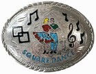 Vtg Square Dance Music Notes Rare Inlaid Turquoise Enamel Couple Ssi Belt Buckle