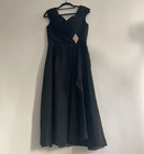 Size 8 Mother Of The Bride Dress Black A-line V-neck Chiffon Ruched