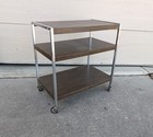 Vintage Mid Century Modern Chrome Metal   Formica 3-tier Rolling Bar Cart J92
