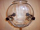 Antique Vintage Fish Bowl   Holder Cast Iron Art Deco Houze Glass