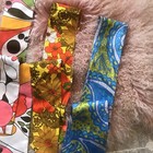 Vintage Lot 4 Scarves Retro Mod Bold Orange Yellow Blue Floral Geometric 60s 70s