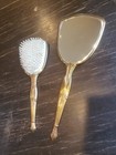 Vintage Hand-held Vanity Mirror And Brush Set- Art Deco