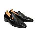 Handmade Shoes Black Leather Formal Slip On Dress Loafer Slip On Shoes For Men