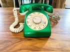 Mid-century Modern Itt Rotary Dial Telephone  Metallic Green   White Phone
