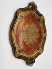 Vintage Italian Florentine Serving Tray Green Gold Red Gilt Hand Painted Wood  