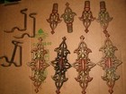 Vintage Decorative Cast Metal Curtain Rod Brackets   Center  Medallion   Finials
