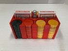 Vintage Marbled Cherry Red Catalin bakelite Poker Chip Caddy W 200 Chips