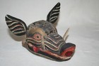 Vtg Rare Wild Pig Carving Painted Surface Patina Warthog Boar Carved Wood Tusks