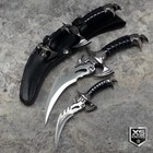 2pc Set Draco Twin Fantasy Fixed Blade Curved Dagger Collectible Knives   Sheath
