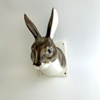 Vintage Ceramic Brown Bunny Rabbit Towel Apron Holder Wall Decor Whimsical 7 5 