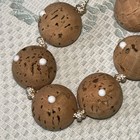 Rare - Vintage  1950 s - Swim Wear -  Natural Cork Ball Bracelets  white 