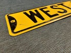 Vtg  West F St Street road Sign 28  x 6  Pressed embossed raised Steel  795