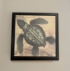 Sea Turtle Nautical Beachy Wall Art Textured Canvas Print 9 5    Framed Florida