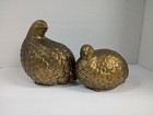 Vintage Gold Bronze Ceramic Quail Bird Figurines Tabletop Decor Shelf Mcm Office