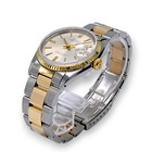 Men Rolex Oyster Datejust 36mm 18k Gold ss Vintage White Dial Fluted Bezel Watch