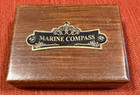 Antique Marine Compass Vintage Brass Nautical Wooden Box Steampunk Retro