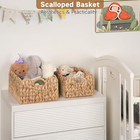 Scalloped Wicker Basket  Set Of 2 Woven Rattan Natural Water Hyacinth Baskets Wi