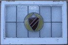 Shield Midsize Old English Leaded Stained Glass Window 27 5  X 18 25 