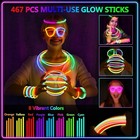 467pcs Glow Sticks Party Favors 8 Color Neon Bracelets Necklaces Halloween Kids