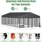 Outdoor Dog Kennel  Steel Chain Link Fence Dog Run Enclosurew roof  Feeding Bowl
