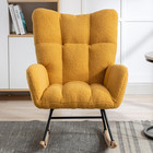 Nursery Wingback Glider Rocker With Safe Solid Wood Base Soft Fabric Rocking Cha