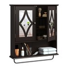 Large Wood Bathroom Medicine Cabinet With Mirror - Wall Mounted Storage  Towel B