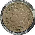 1881 Three Cent Nickel  tcs100