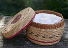 Vintage Northwest Coast Makah Native Hand Woven Polychrome Treasure Basket