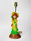 Vintage 1970s Atlantic Mold A733 Ceramic Bonnet Girl Table Lamp Kitsch