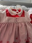 Vintage Kate Greenaway 9m Red Pink Embroidered Peter Pan Collar Baby Dress