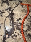 Antique Mediterranean Red Coral Misbaha Subha Silver Tassel Carved Imam 52 05g