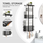 Wall Mounted 3 Tier Metal Towel Rack With Shelf And 6 Hooks  Holds 6 Large Bath