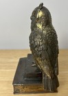 Brass Owl Bookend  1  Mcm 1950s Vintage Cast Figurine Chipped Ear Patina