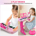 Kids Keyboard Toys For Girls - 37 Keys Pianos Toy With Stool And Microphone Pink
