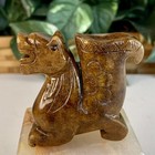 Chinese Jade Stone Dragon Figurine Carved Mythical Beast Animal Statue Figure