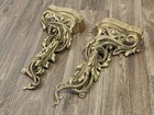 Antique Pair Of French Louis Xv Rococo Ornate Brass Fireplace Andirons