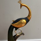 Resin Metal Peacock Figurine Gold Green Rhinestone Jeweled Decor Preowned Good