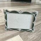Silver Tone Metal   Green Enamel Rhinestones 4x6 Photo Picture Frame Ornate