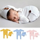 2pcs Newborn Baby Outfit Crochet Knit Photo Photography Prop Romper Hats Costume