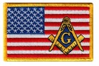 Lot Of Two Masonic Flag Patch Embroidered Iron-on Freemason Square Compass Mason