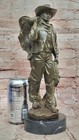 Authentic American Cowboy Bronze Sculpture Statue Signed M Lopez Western Art