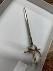 Vintage Spain Letter Opener Silver   Gold Tons Sword Paper Knife Pre-owned