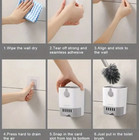 1pc Wall-mounted Toilet Brush Set     Long-handle Soft Bristle Holder - New