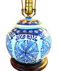 Antique  Lamp Blue   White Porcelain  Chinoiserie Ginger Jar