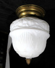 Antique Art Deco Light Shade Ceiling Fixture Oak Leaf Acorn Milk Glass Vtg
