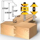 Roundover Bead Entry Door Rail And Stile Router Bit Set 1 2  Shank Yonico 12266